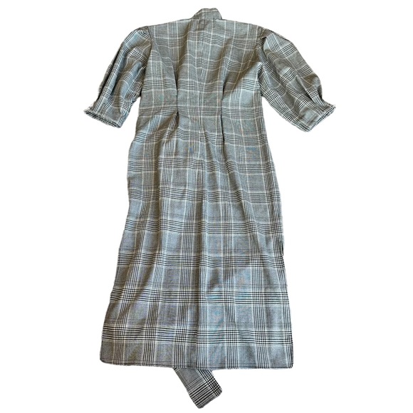 ZARA gray plaid checkered puff sleeve dress M - Picture 9 of 13